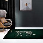 Dark green contemporary rug polyester leopard print rug washable non-slip backing rug for the living room