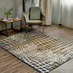 Modern Crocodile Print Carpet Brown Polyester Carpet Machine Washable Non-Slip Carpet for the Bedroom