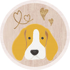 Yellow Children's Floor Rug Polyester Dog and Heart Print Washable Non-Slip Back Carpet for Children's Room