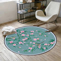 Retro Floral Pattern rug with bird and leaf Blue Oriental rug Polyester Washable Non-slip backing rug for living room