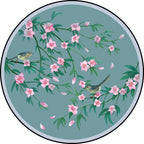 Retro Floral Pattern rug with bird and leaf Blue Oriental rug Polyester Washable Non-slip backing rug for living room
