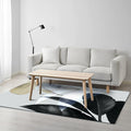 Black and White Oriental Carpet Polyester Leaf Pattern Carpet Washable Non-Slip Backing Rug for Living Room