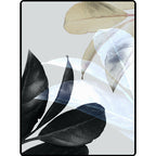 Black and White Oriental Carpet Polyester Leaf Pattern Carpet Washable Non-Slip Backing Rug for Living Room