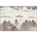 Traditional mountain pattern rug brown and gray oriental rug polyester machine washable anti-slip coating rug for the living room