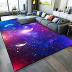 Casual modern rug in blue space galaxy pattern rug polyester washable rug for home decor