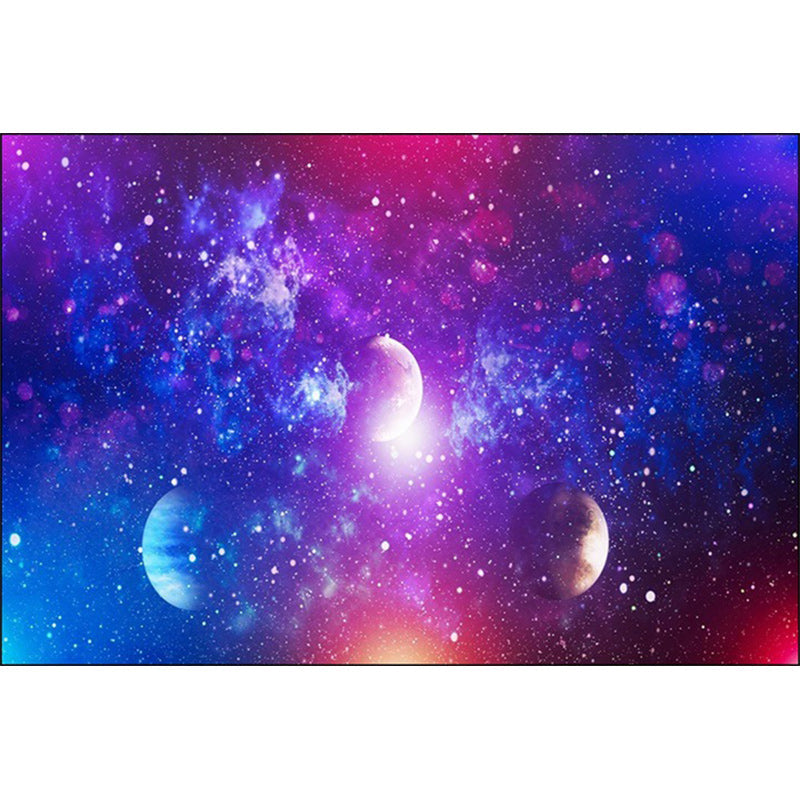 Casual modern rug in blue space galaxy pattern rug polyester washable rug for home decor