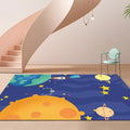 Purple Children's Room Carpet Kids Space Planet Star Airplane Pattern Area Rug Polyester Non-Slip Back Carpet