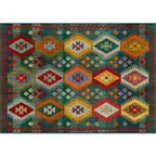 Classic geometric patterned carpet Green Vintage carpet Polyester Washable non-slip backing Carpet for bedroom