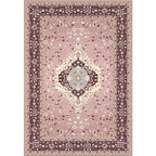 Pink Mediterranean Carpet Polyester Medallion and Floral Pattern Carpet Washable Non-Slip Back Carpet for Living Room