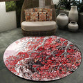 Red Oriental Carpet Polyester Flower and Branch Pattern Washable Non-Slip Back Carpet for Bedroom