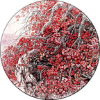 Red Oriental Carpet Polyester Flower and Branch Pattern Washable Non-Slip Back Carpet for Bedroom