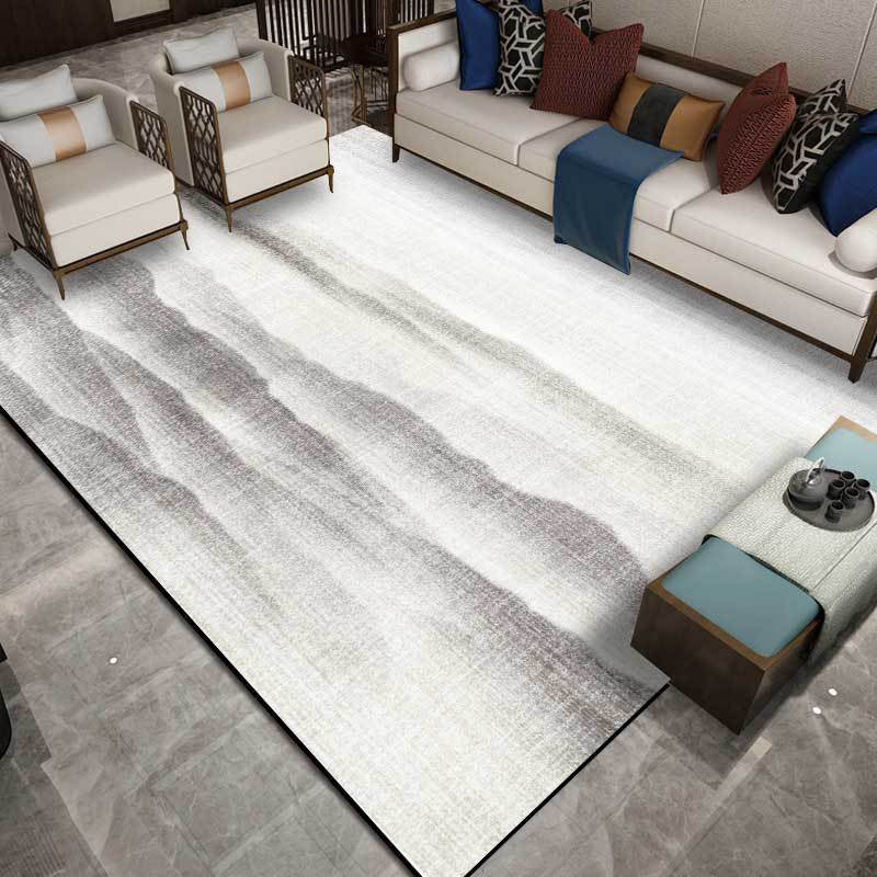 Vintage Ink Wash Painting Rug with Mountain Gray Polyester Rug Machine Washable Non-Slip Area Rug for Bedroom