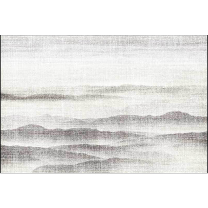 Vintage Ink Wash Painting Rug with Mountain Gray Polyester Rug Machine Washable Non-Slip Area Rug for Bedroom