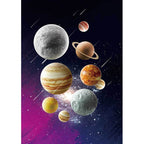 Kids' Bedroom Rug in Black and Purple Space Galaxy Planet Print Rug Polyester Machine Washable Rug