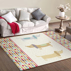Yellow Children's Room Carpet Children's Animal Dog Dots Pattern Carpet Polyester Non-Slip Machine Washable Carpet