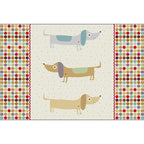 Yellow Children's Room Carpet Children's Animal Dog Dots Pattern Carpet Polyester Non-Slip Machine Washable Carpet