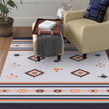 Black and gray tribal rug polyester geometric and striped pattern washable rug non-slip backing rug for living room