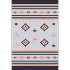 Black and gray tribal rug polyester geometric and striped pattern washable rug non-slip backing rug for living room