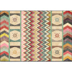 Americana Tribal Striped Print Rug Yellow Polyester Rug Machine Washable Non-Slip Area Rug for Living Room