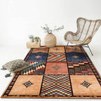 American tribal check pattern rug brown polyester rug machine washable non-slip rug for living room