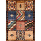 American tribal check pattern rug brown polyester rug machine washable non-slip rug for living room