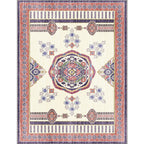 Beige and Red Vintage Carpet Polyester Medallion Pattern Carpet Washable Non-Slip Underlay Carpet for Living Room