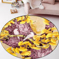 Retro Apricot Leaf Pattern Rug with Bird Yellow and Pink Traditional Rug Polyester Washable Non-Slip Back Rug for the Bedroom