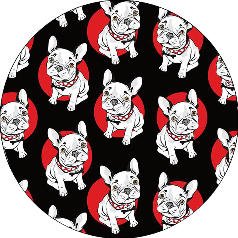 Black Children's Room Carpet Children Animals Dog Pattern Rug Polyester Non-Slip Backing Rug