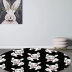 Black Children's Room Carpet Children Animals Dog Pattern Rug Polyester Non-Slip Backing Rug