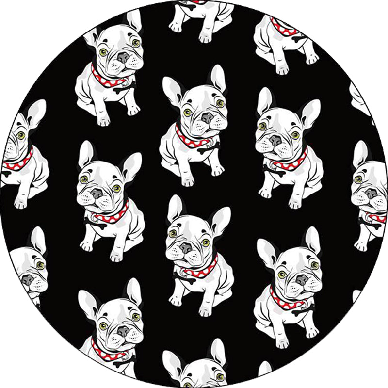 Black Children's Room Carpet Children Animals Dog Pattern Rug Polyester Non-Slip Backing Rug