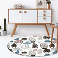 Children's Bedroom Rug in White Botanical Mushroom Print Rug Polyester Non-Slip Back Washable Rug