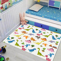Stylish children's rug in white animal dinosaur leaf tree pattern rug polyester non-slip rug for the children's room