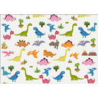 Stylish children's rug in white animal dinosaur leaf tree pattern rug polyester non-slip rug for the children's room