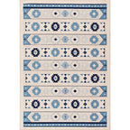 Blue and brown tribal rug striped polyester and tribal pattern rug washable non-slip backing rug for living room