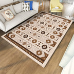 Blue and brown tribal rug striped polyester and tribal pattern rug washable non-slip backing rug for living room