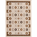 Blue and brown tribal rug striped polyester and tribal pattern rug washable non-slip backing rug for living room