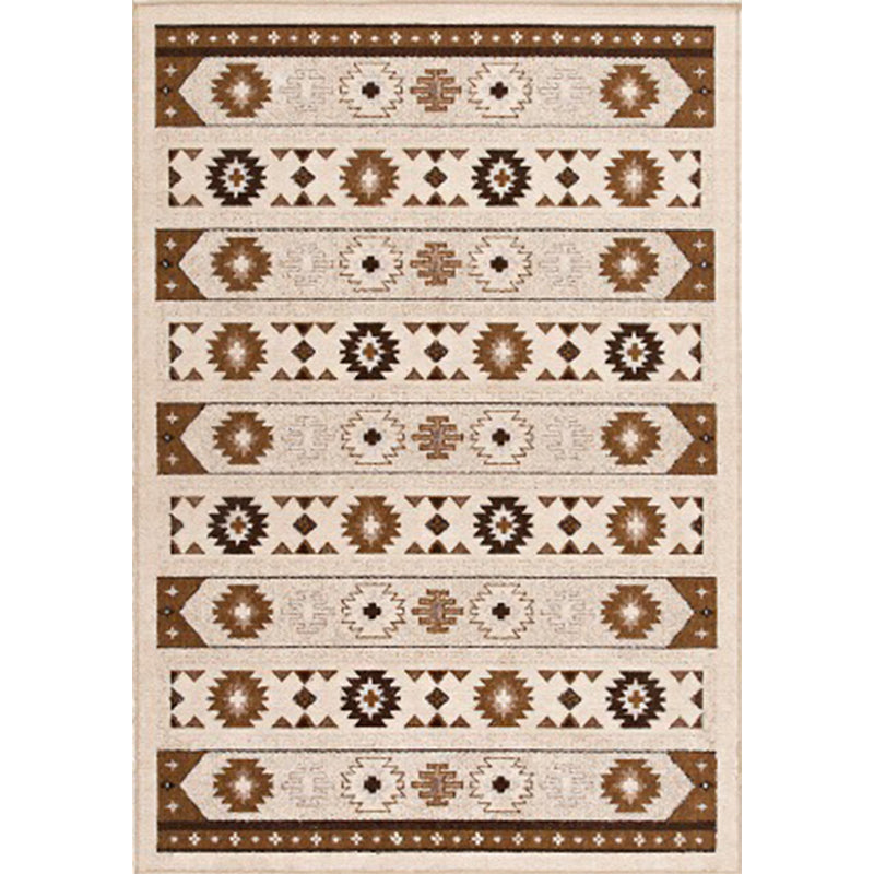 Blue and brown tribal rug striped polyester and tribal pattern rug washable non-slip backing rug for living room