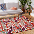 Unique geometric pattern rug Red Vintage rug Polyester Washable Anti-slip mat rug for the bedroom