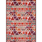 Unique geometric pattern rug Red Vintage rug Polyester Washable Anti-slip mat rug for the bedroom
