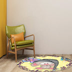 Beautiful cartoon mouse pattern carpet with flower and leaf pattern Yellow children's carpet Polyester Washable Non-slip area rug for the children's room