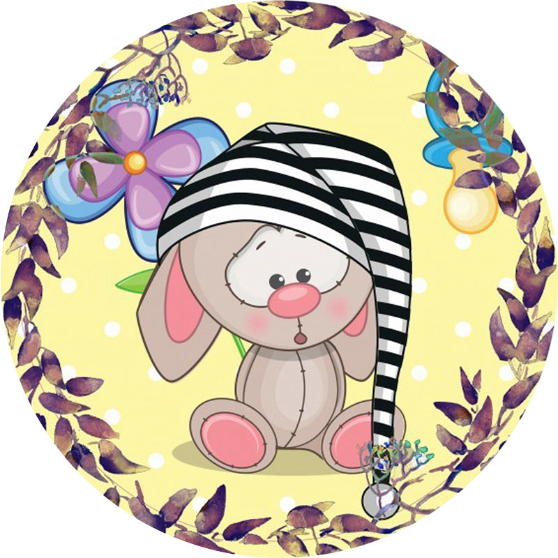 Beautiful cartoon mouse pattern carpet with flower and leaf pattern Yellow children's carpet Polyester Washable Non-slip area rug for the children's room