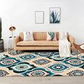 Classic Floral Pattern Rug Blue Vintage Rug Polyester Washable Non-Slip Mat Rug for Bedroom