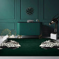 Funky Cheetah Pattern Rug Dark Green New Rug Polyester Washable Non-Slip Back Rug for the Living Room