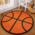 Simple Kids Rug in Orange Sports Basketball Pattern Rug Polyester Washable Carpet for Kids Room