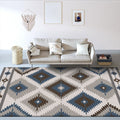 Blue and Gray Southwest Rug Polyester geometric pattern rug washable non-slip bottom rug for living room