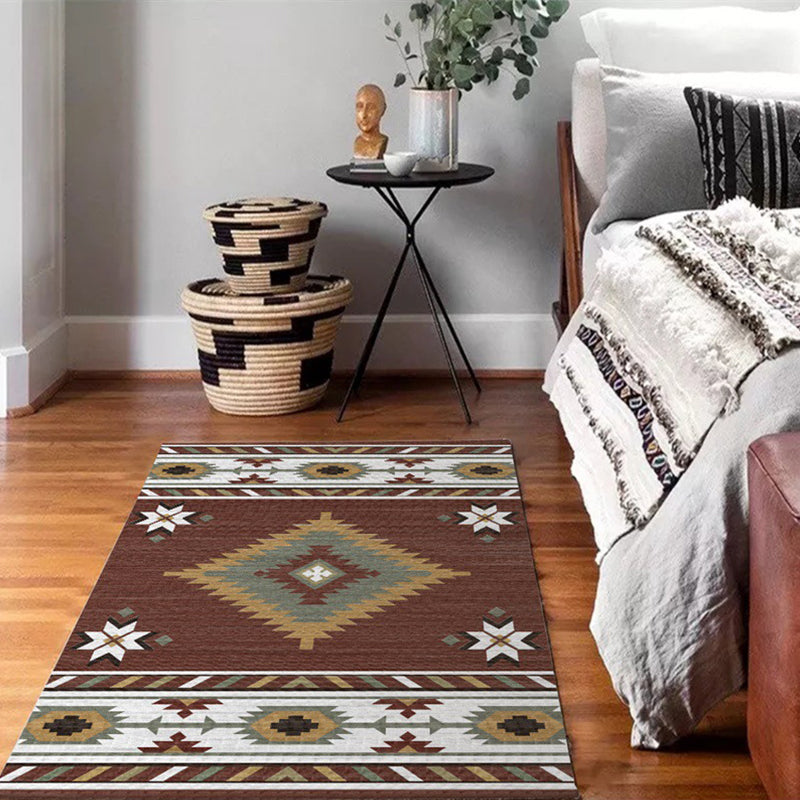 Americana Tribal geometric print carpet brown polyester carpet machine washable non-slip carpet for living room