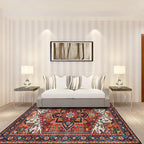 Retro medallion pattern carpet Red Persian rug Polyester machine washable non-slip rug for the bedroom