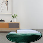 Green and Gray Oriental Carpet Polyester Mountain Ombre Pattern Carpet Washable Non-Slip Back Carpet for Living Room