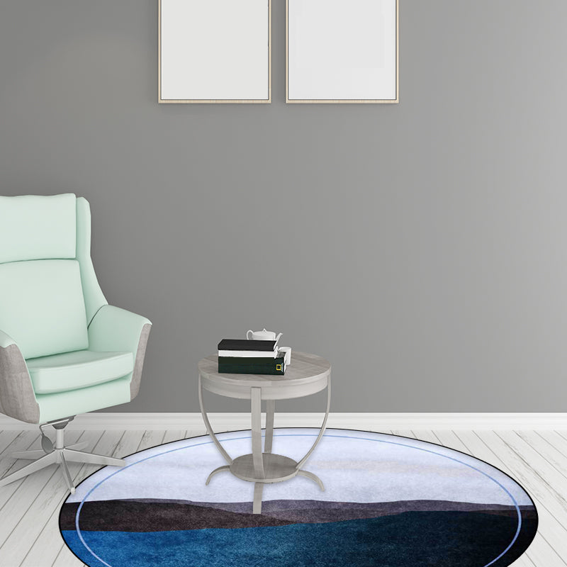 Green and Gray Oriental Carpet Polyester Mountain Ombre Pattern Carpet Washable Non-Slip Back Carpet for Living Room