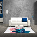 Traditional Leaf Pattern Carpet Blue and Pink Polyester Carpet Machine Washable Non-Slip Carpet for the Bedroom